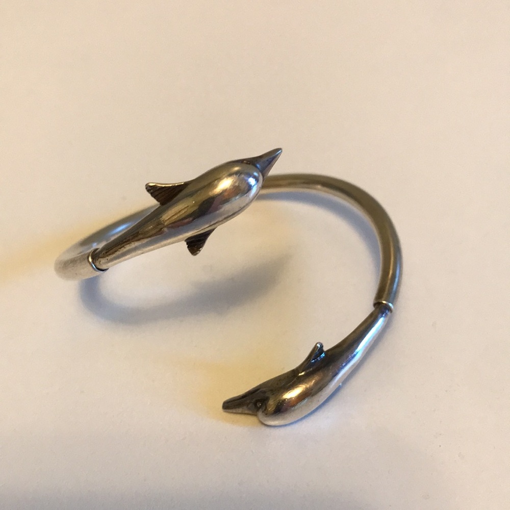 Double Dolphin sterling silver bracelet